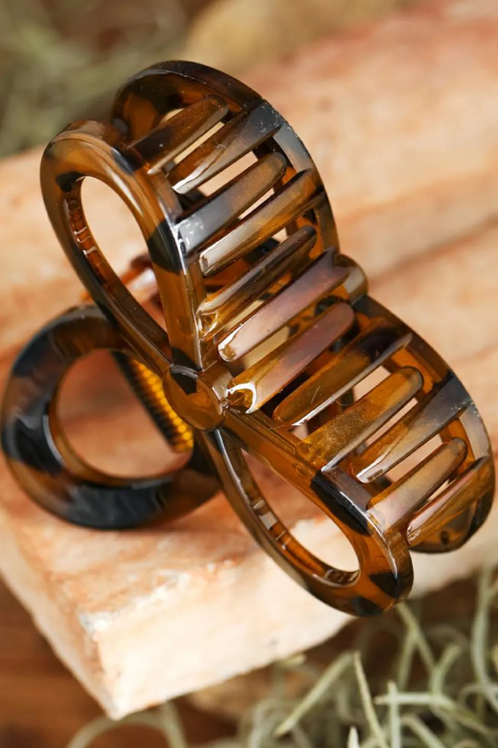 Best Dear-Lover Leopard Print Hollow Out Hair Claw Clip Chestnut