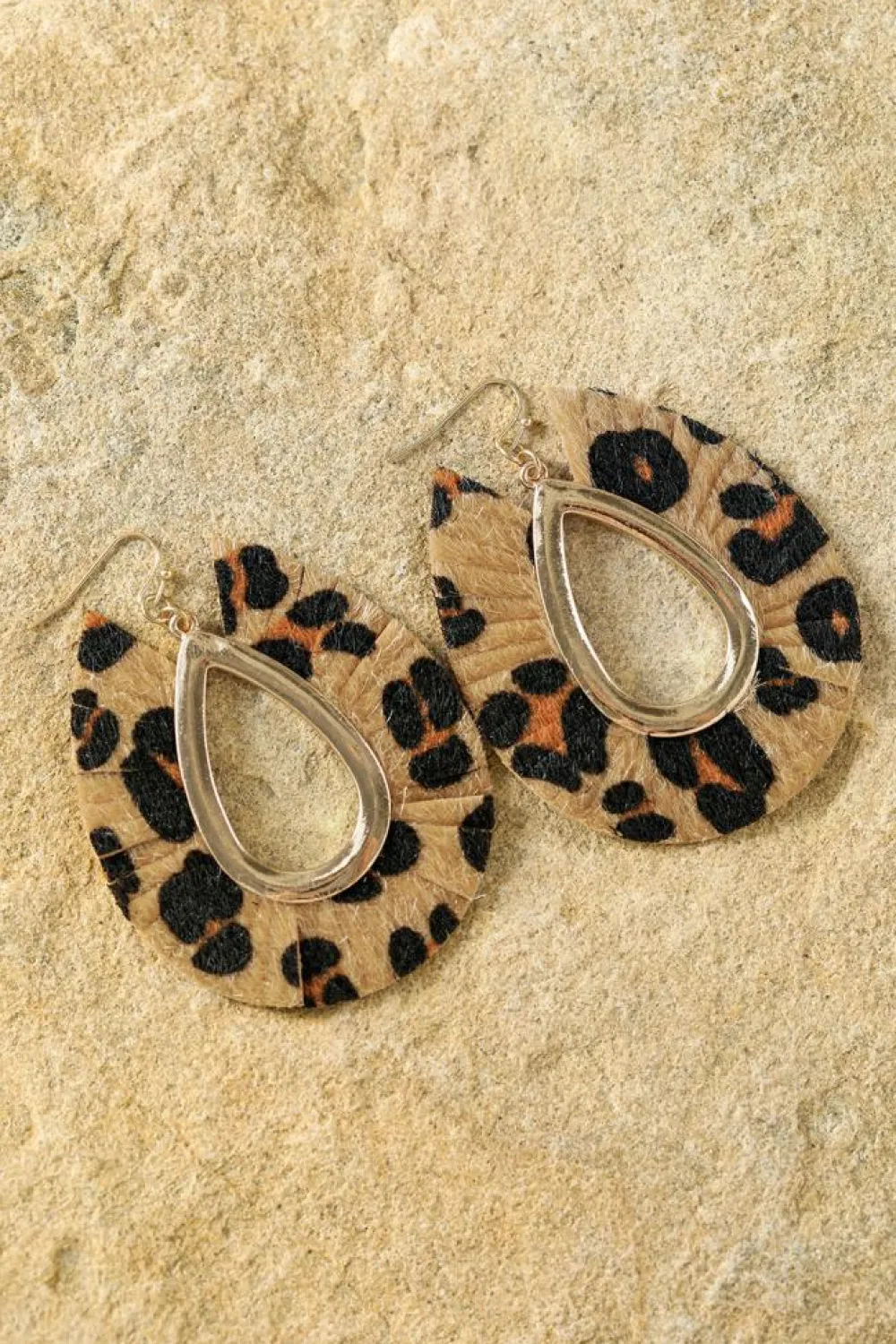 Hot Dear-Lover Leopard Print Hollow Out Drop Earrings Chestnut