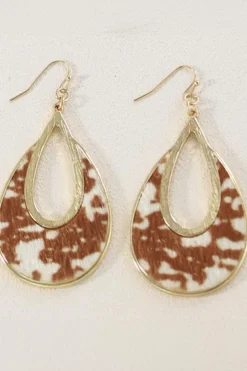 Outlet Dear-Lover Leopard Print Hollowed Waterdrop Shape Hook Earrings Chestnut