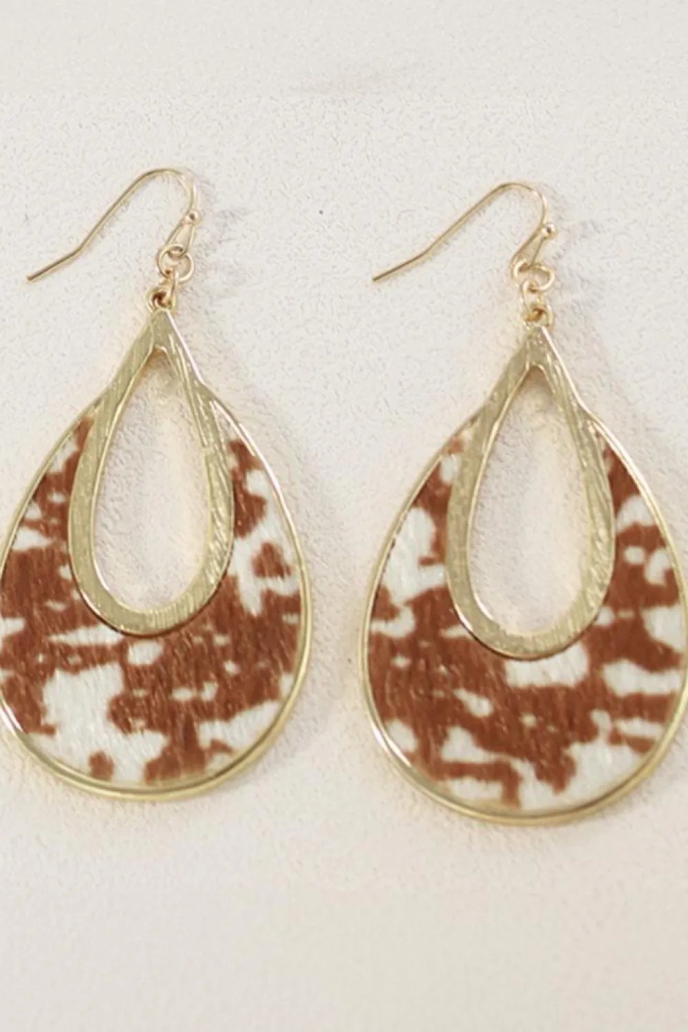 Outlet Dear-Lover Leopard Print Hollowed Waterdrop Shape Hook Earrings Chestnut