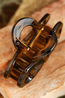Best Dear-Lover Leopard Print Hollow Out Hair Claw Clip Chestnut