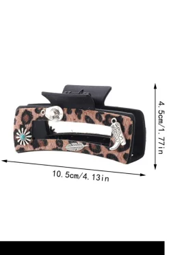 Discount Dear-Lover Leopard Western Pattern Decor Square Hair Clip Chestnut