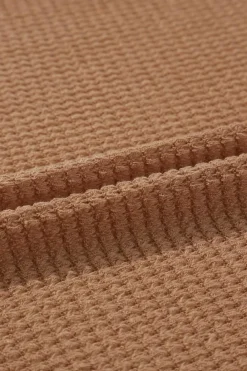 Discount Dear-Lover Long Waffle Knit Cardigan with Pockets Chestnut