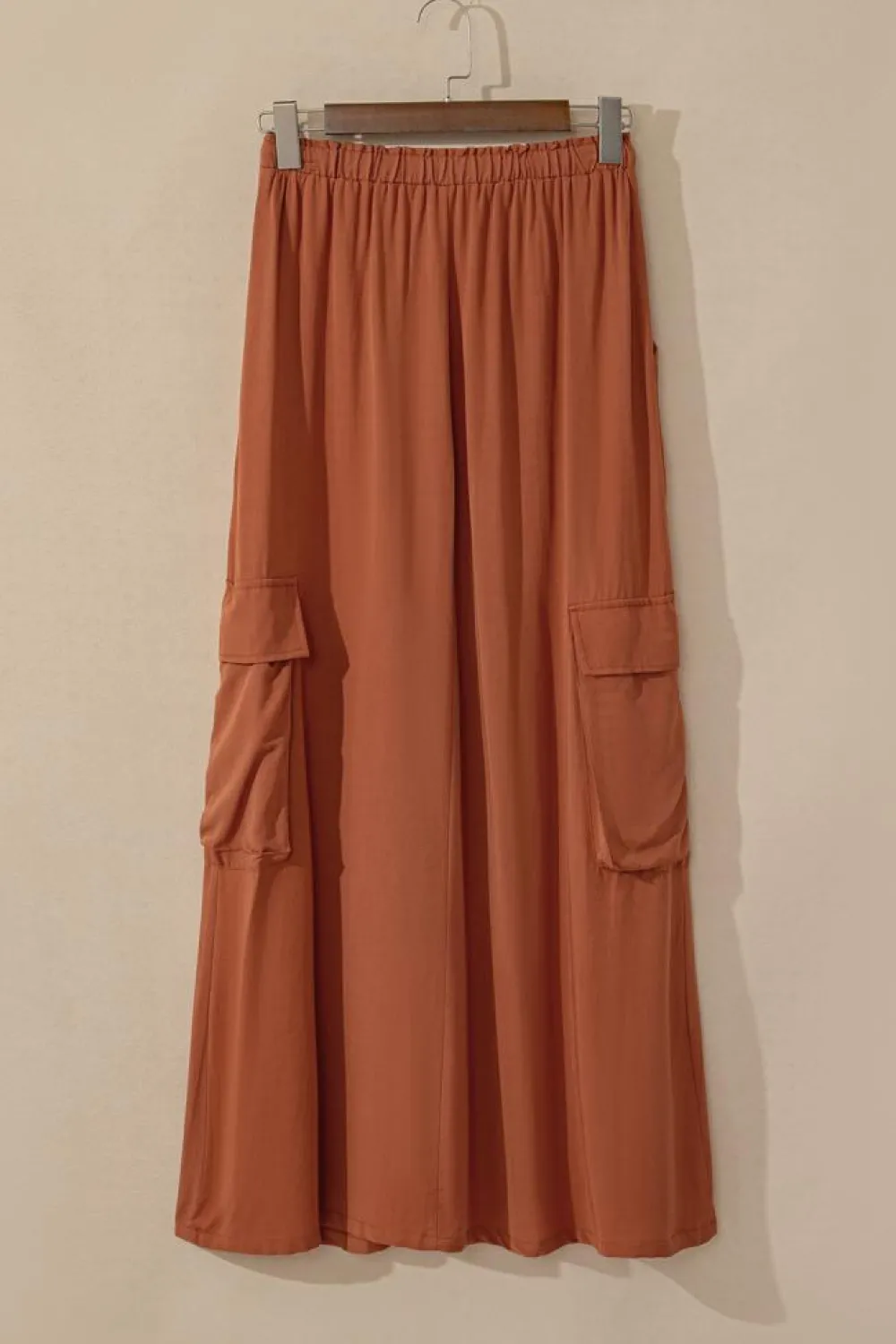 Best Dear-Lover Mineral Wash Cargo Pocket Drawstring Waist Maxi Skirt Chestnut