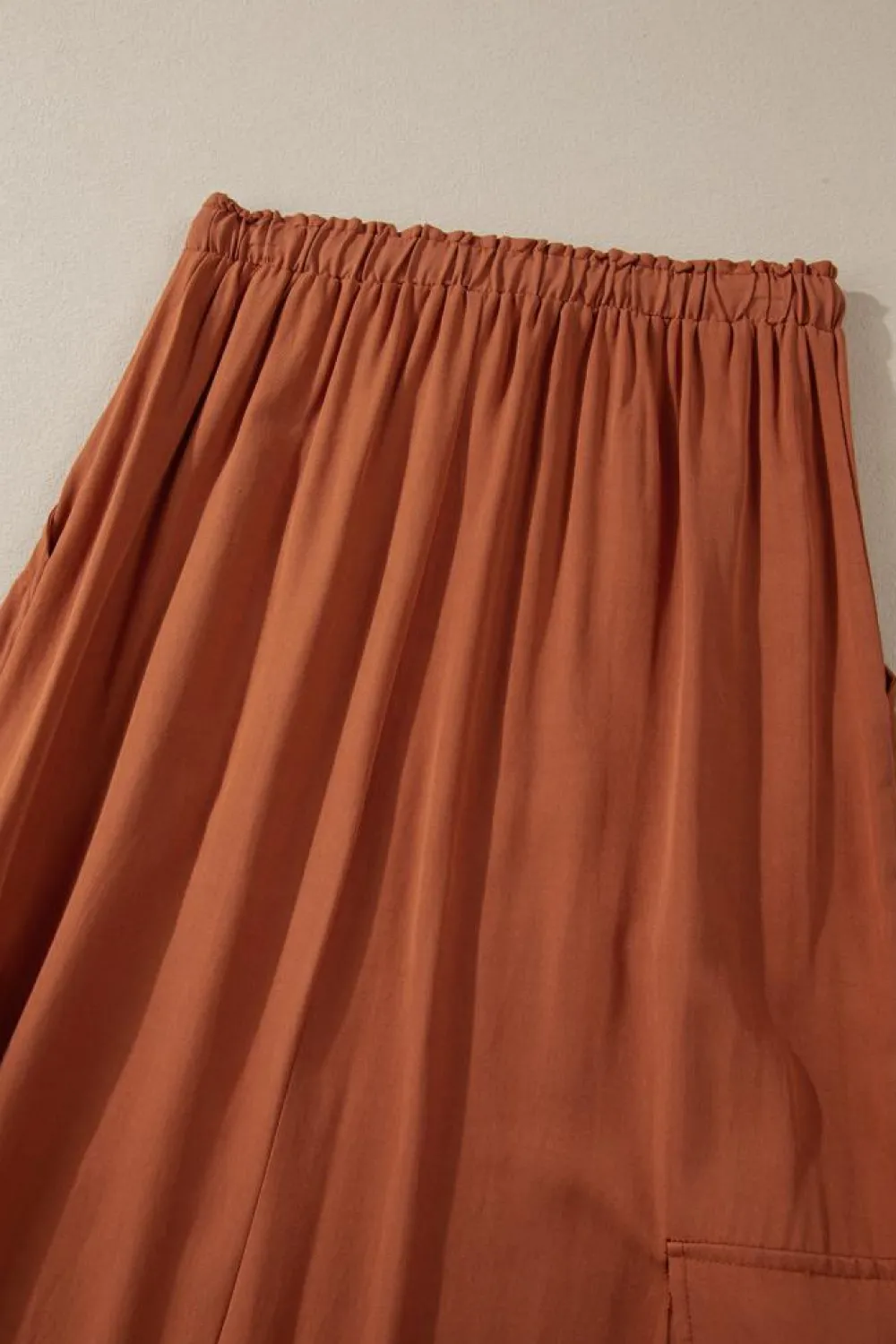 Best Dear-Lover Mineral Wash Cargo Pocket Drawstring Waist Maxi Skirt Chestnut