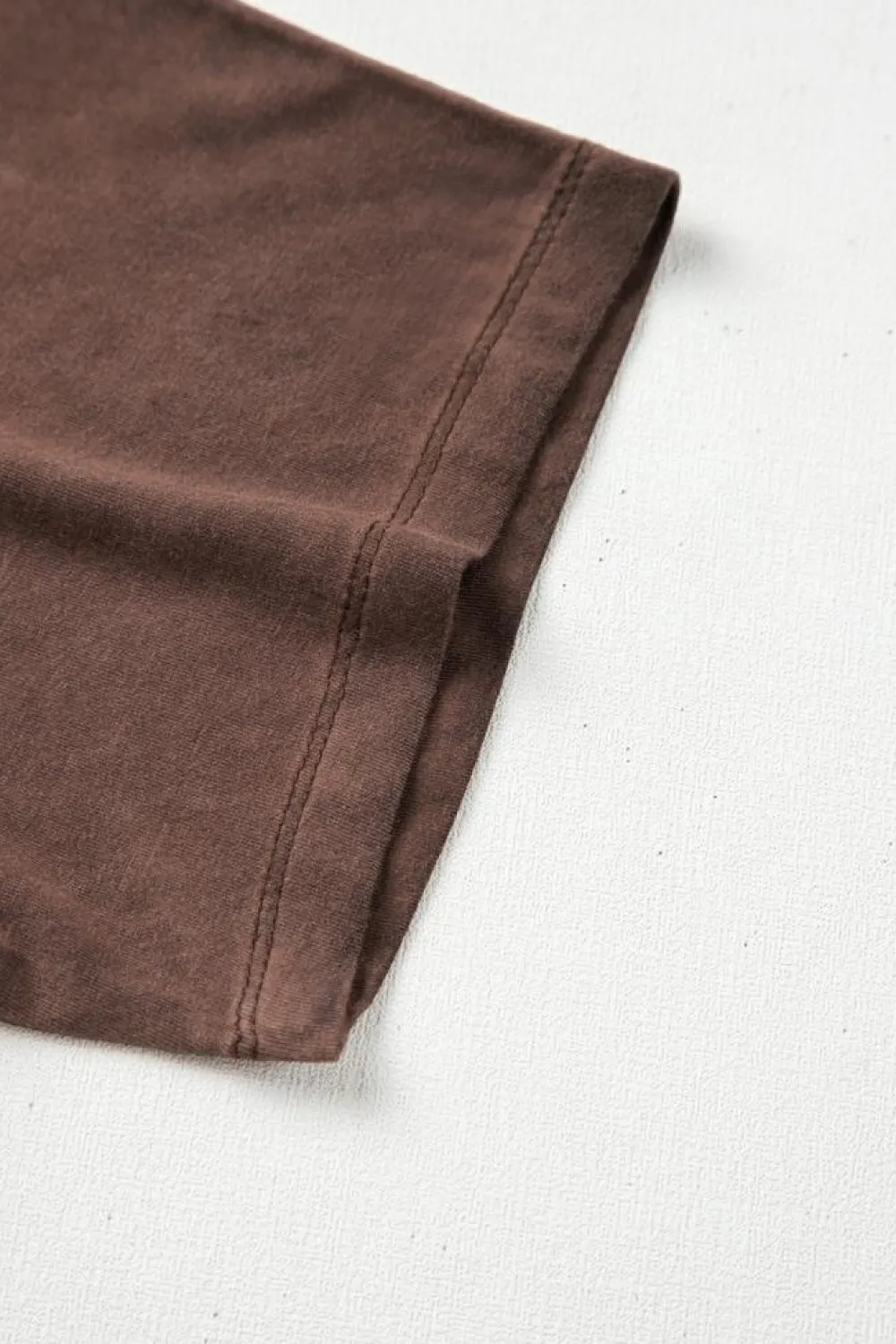 Fashion Dear-Lover Mineral Wash Criss Cross V Neck Casual T Shirt Chestnut