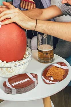 Discount Dear-Lover 10pcs/set Game Day Rugby Football Shape Disposable Paper Plates Chestnut