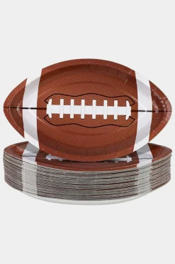 Discount Dear-Lover 10pcs/set Game Day Rugby Football Shape Disposable Paper Plates Chestnut