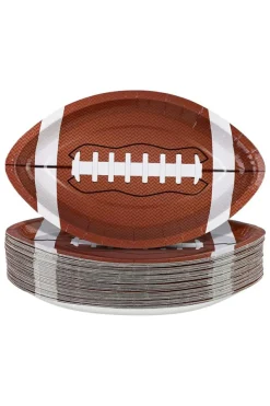 Discount Dear-Lover 10pcs/set Game Day Rugby Football Shape Disposable Paper Plates Chestnut
