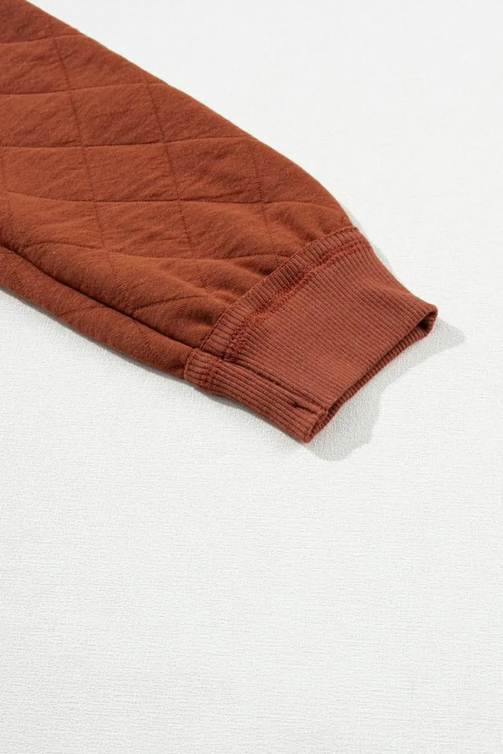Hot Dear-Lover Quilted Patchwork Exposed Seam Hoodie Chestnut