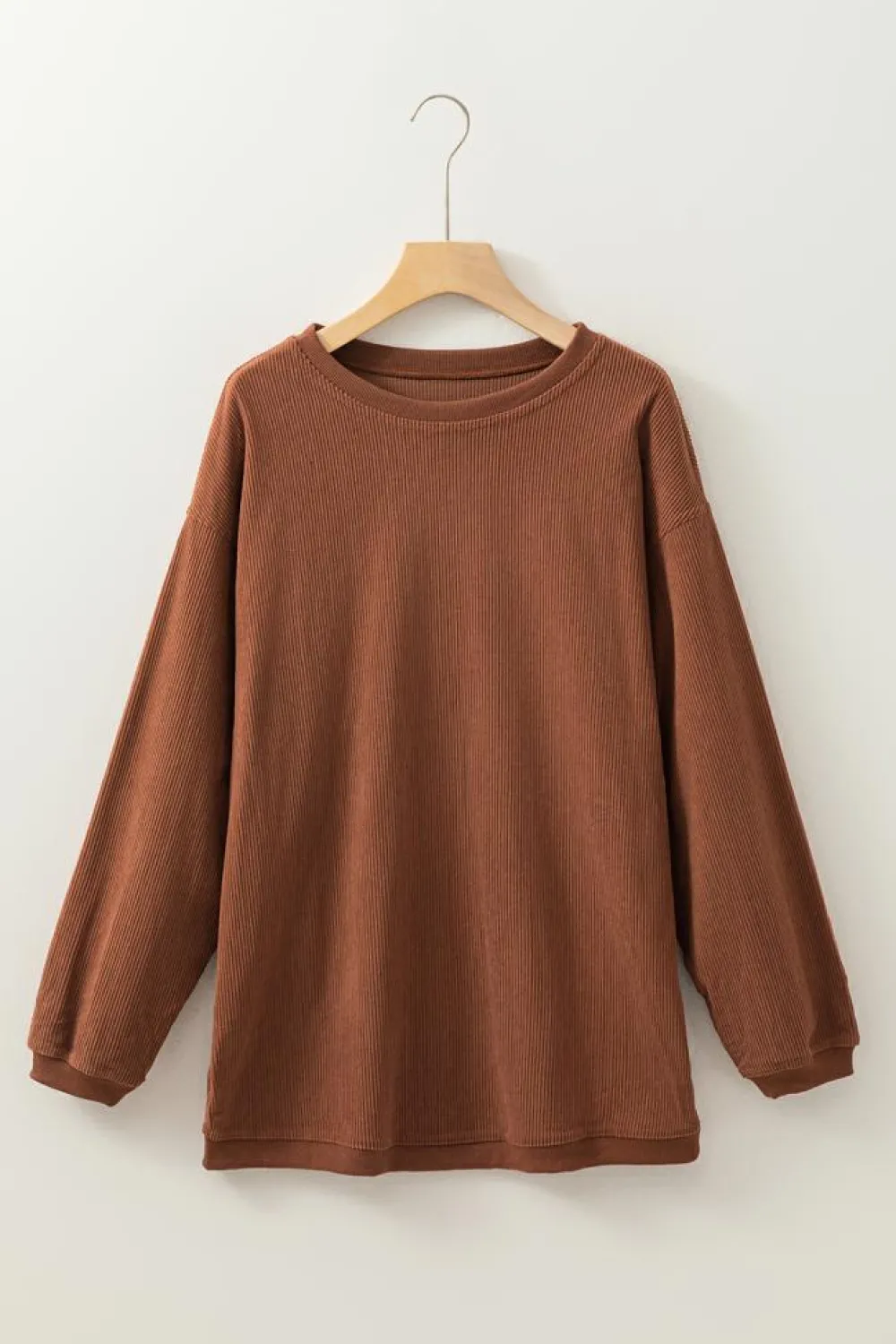 Outlet Dear-Lover Ribbed Corduroy Oversized Sweatshirt Chestnut