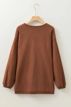 Outlet Dear-Lover Ribbed Corduroy Oversized Sweatshirt Chestnut