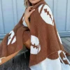 Hot Dear-Lover Rugby Football Pattern Color Block Fleece Blanket 127*152cm Chestnut