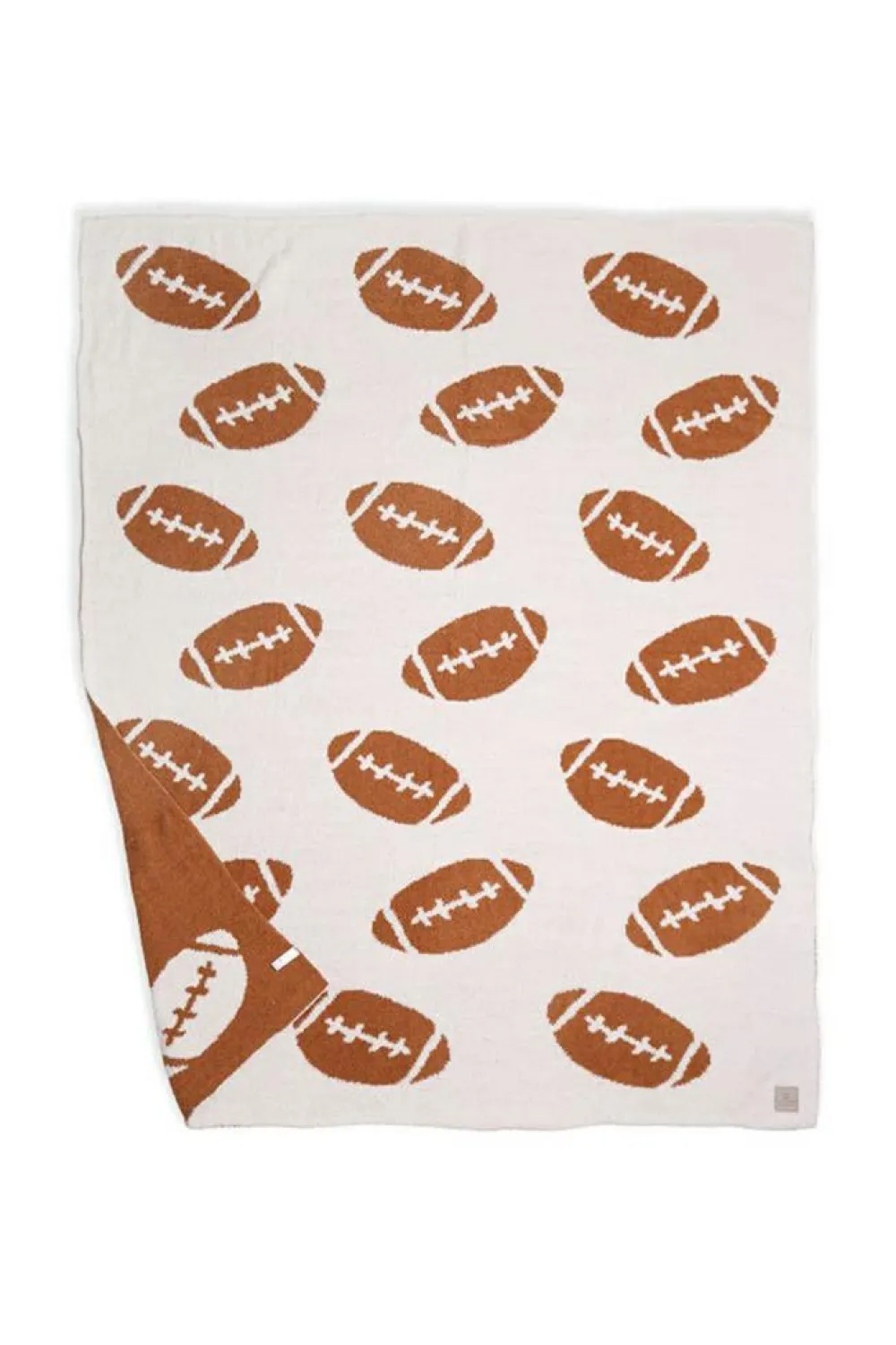 Hot Dear-Lover Rugby Football Pattern Color Block Fleece Blanket 127*152cm Chestnut