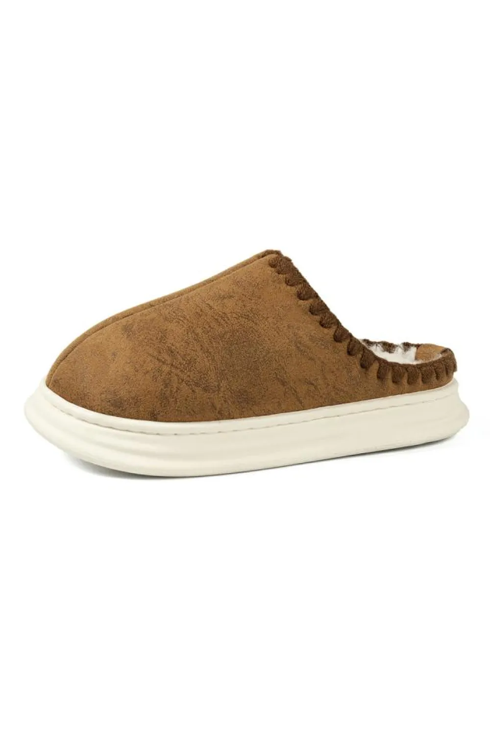 Online Dear-Lover Thick Sole Plush Lined Home Slippers Chestnut