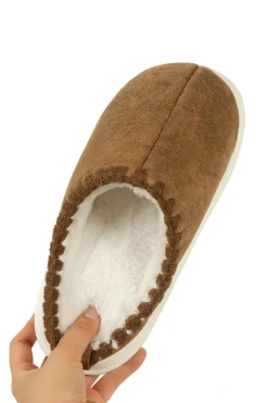 Online Dear-Lover Thick Sole Plush Lined Home Slippers Chestnut