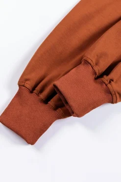 New Dear-Lover V Neck Kangaroo Pocket Oversized Hoodie Chestnut
