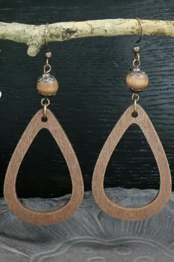 Fashion Dear-Lover Vintage Hollowed Waterdrop Shape Hook Earrings Chestnut