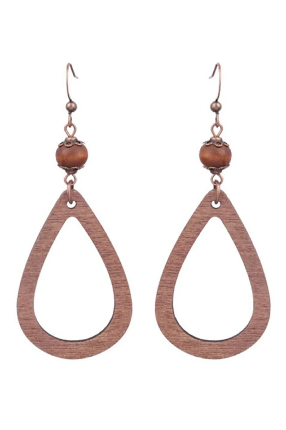 Fashion Dear-Lover Vintage Hollowed Waterdrop Shape Hook Earrings Chestnut