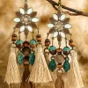 Sale Dear-Lover Western Tassel Dangle Earrings Chestnut