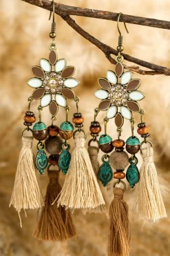 Sale Dear-Lover Western Tassel Dangle Earrings Chestnut