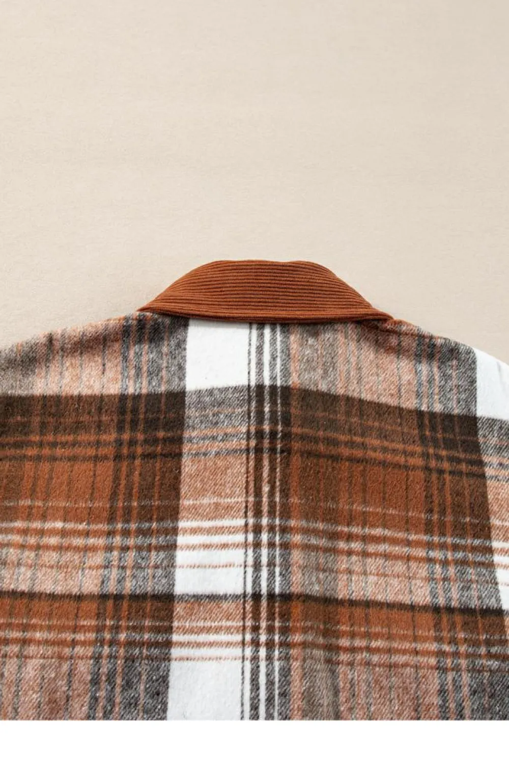 Outlet Dear-Lover Plaid Corduroy Patchwork Chest Pocket Shacket Cinnamon