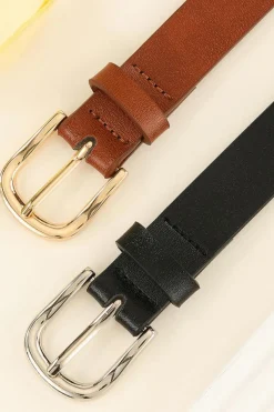 Fashion Dear-Lover Studded PU Leather Waist Belt Cinnamon