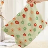 Sale Dear-Lover Flower Print Corduroy Zipper Makeup Storage Bag Clearly Aqua