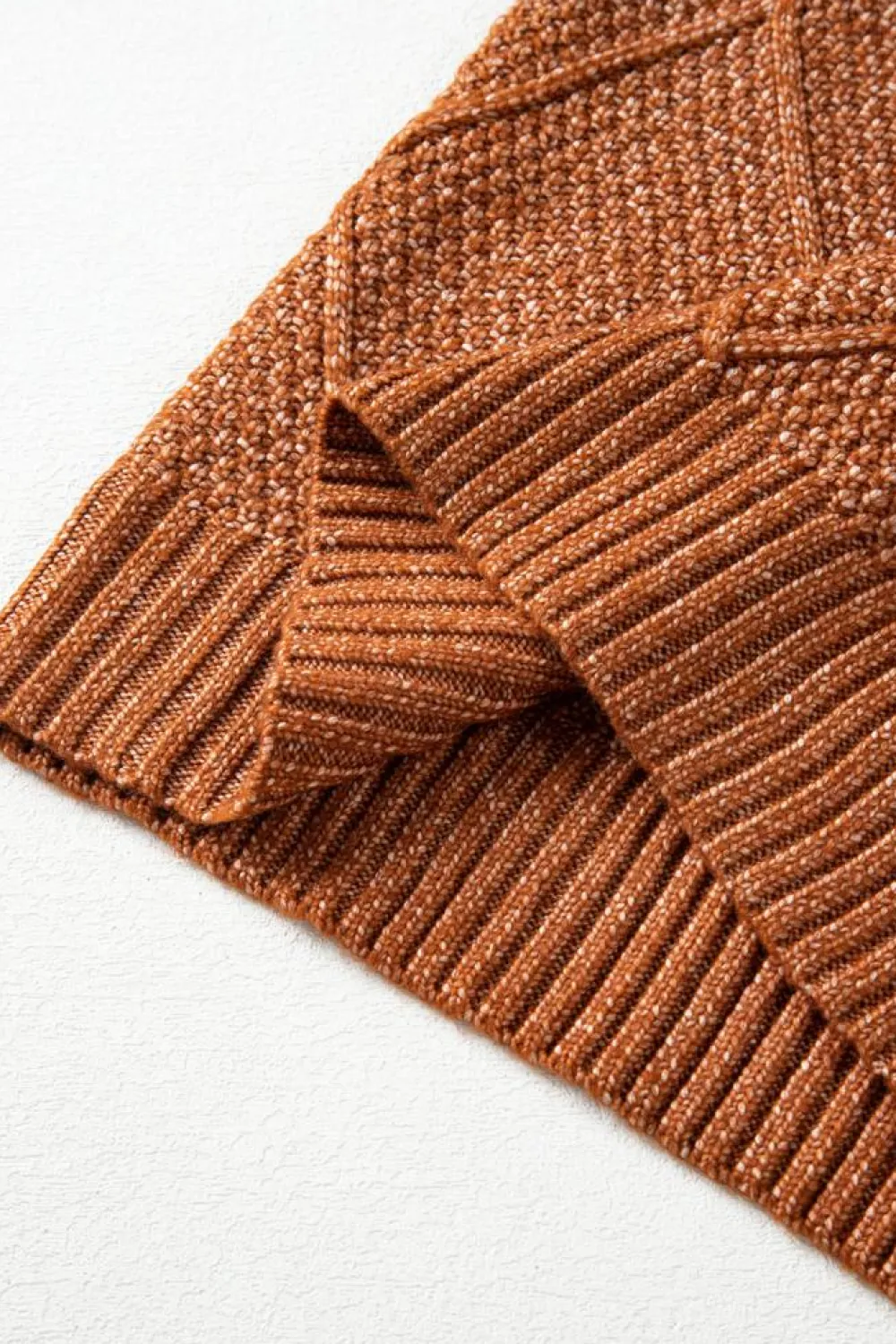 Clearance Dear-Lover Cable Knit Drop Shoulder Loose Fit Sweater Dress Coffee