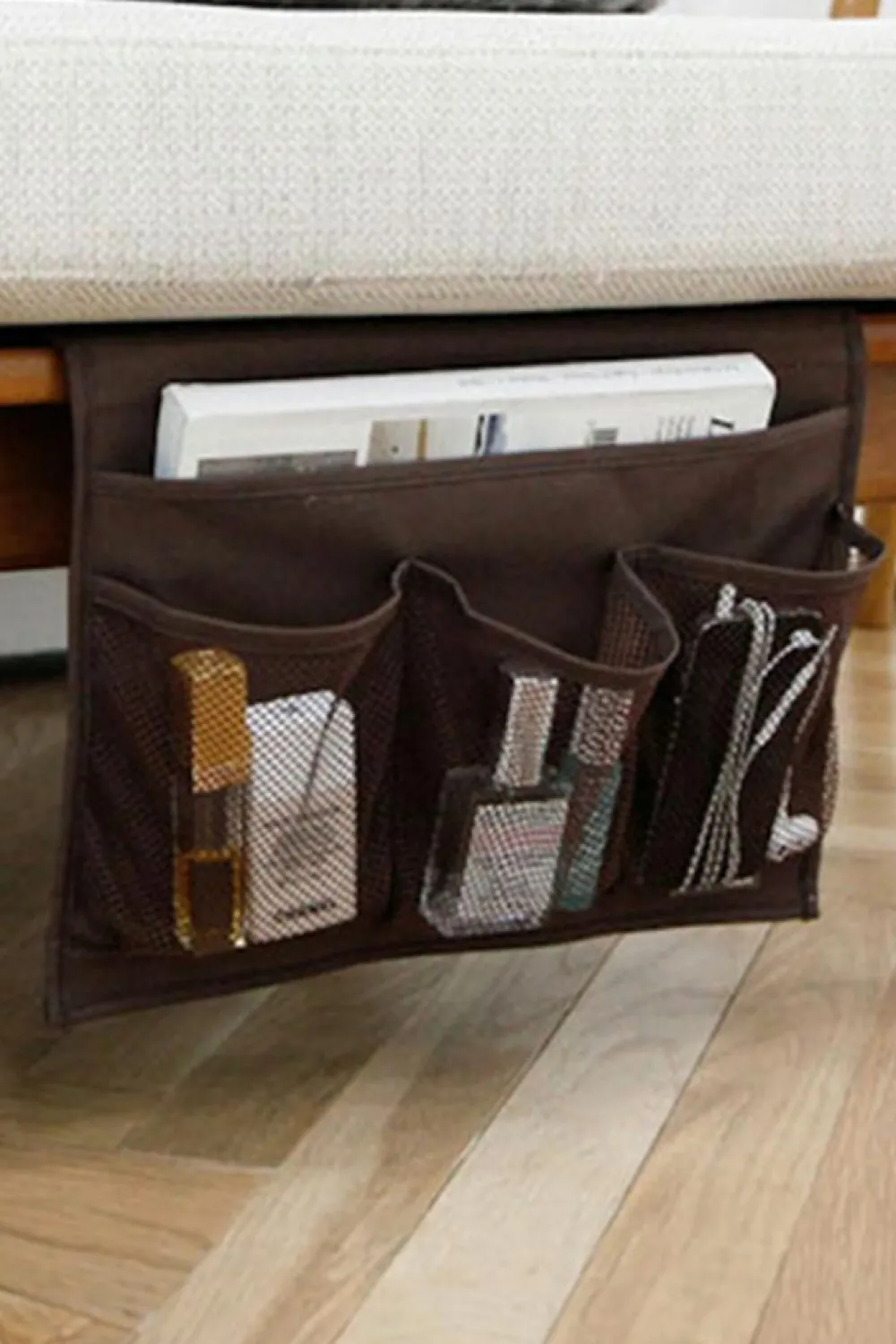 Sale Dear-Lover Canvas Bedside Storage Hanging Bag Coffee