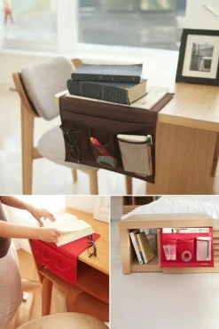 Sale Dear-Lover Canvas Bedside Storage Hanging Bag Coffee