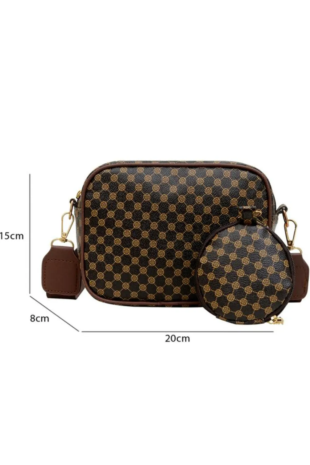 Best Dear-Lover Checkered Print PU Leather Shoulder Bag with Coin Wallet Coffee
