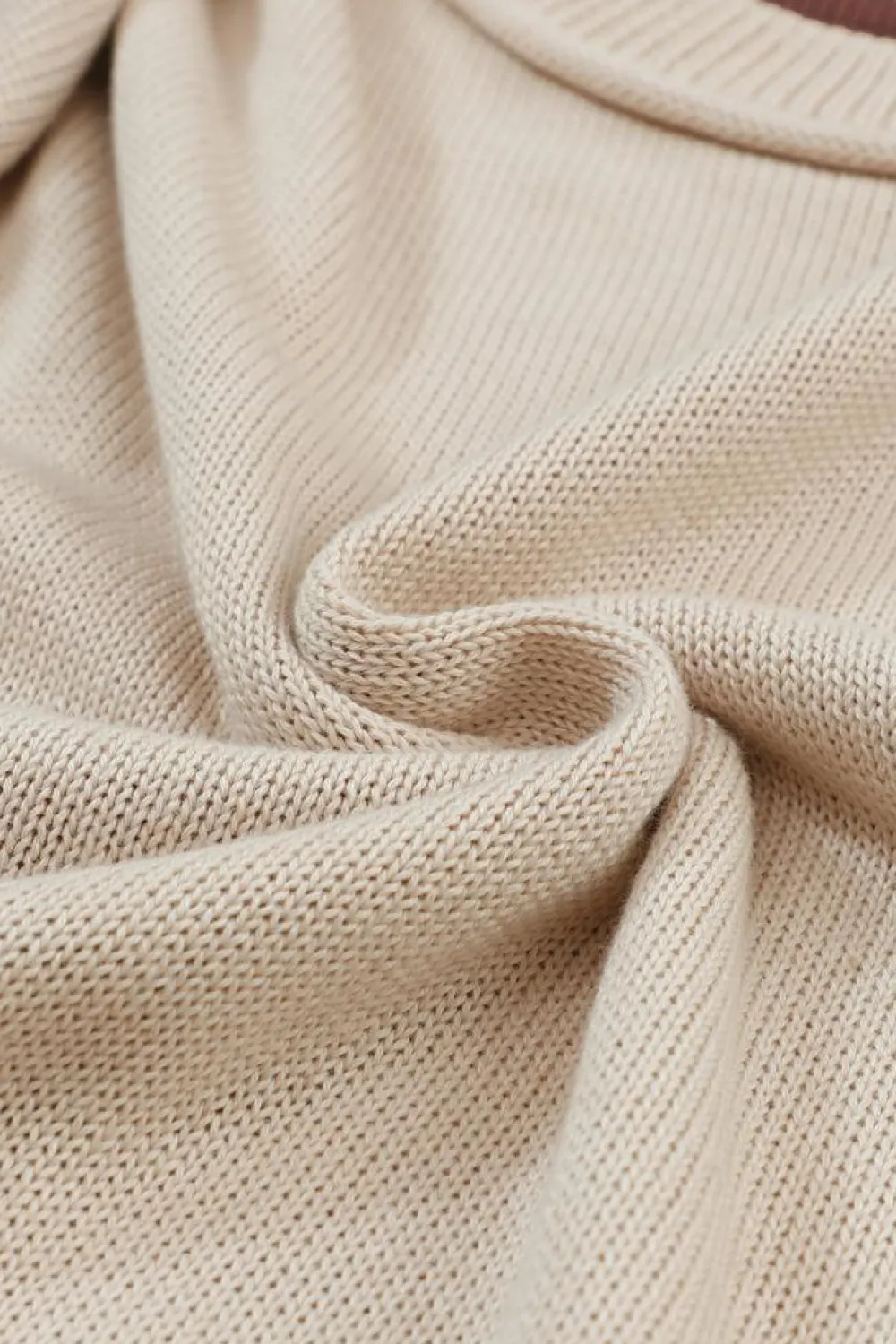 Hot Dear-Lover Colorblock Bishop Sleeve Ribbed Trim Sweater Coffee