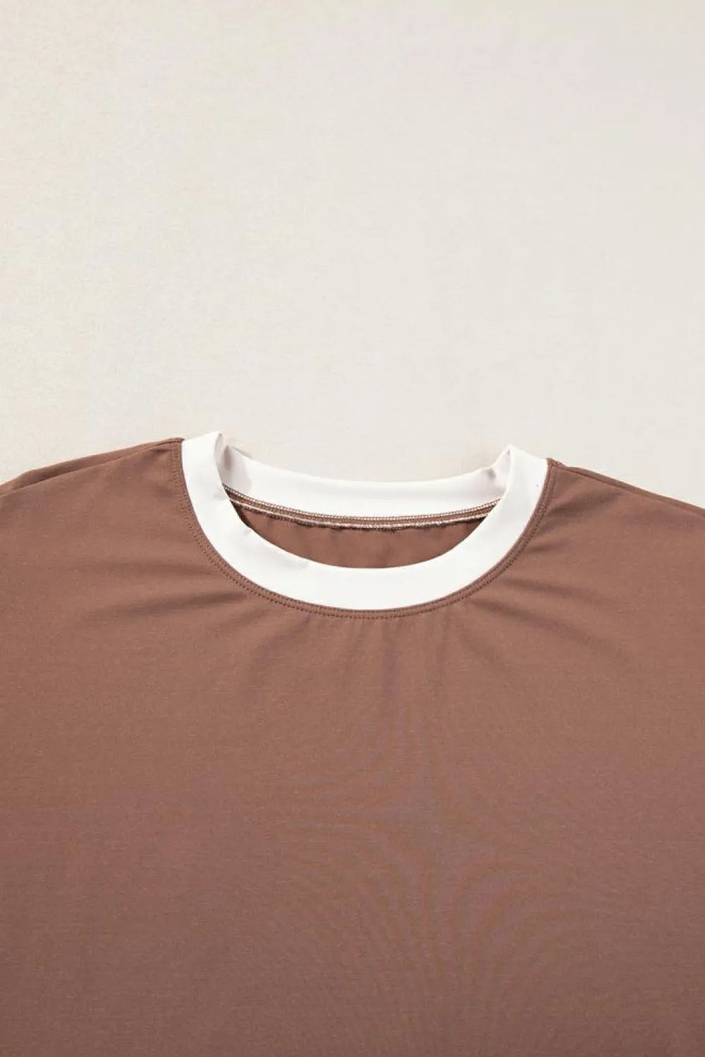 Clearance Dear-Lover Contrast Trim Cap Sleeve Tee Shorts Set Coffee