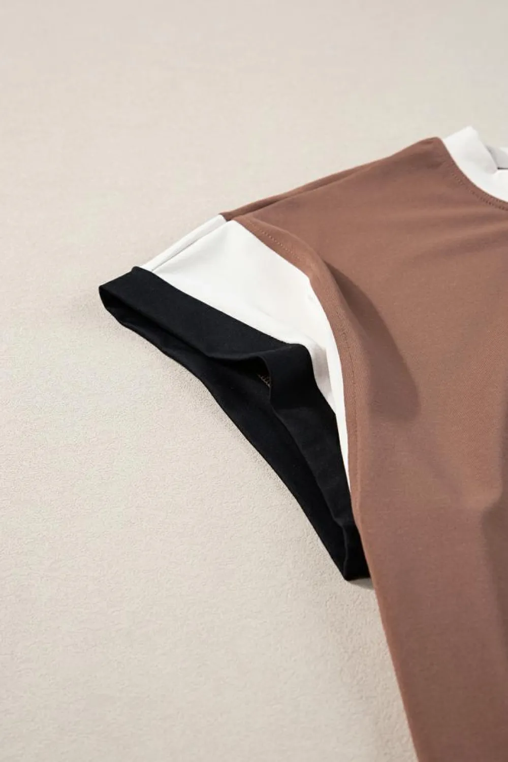 Clearance Dear-Lover Contrast Trim Cap Sleeve Tee Shorts Set Coffee