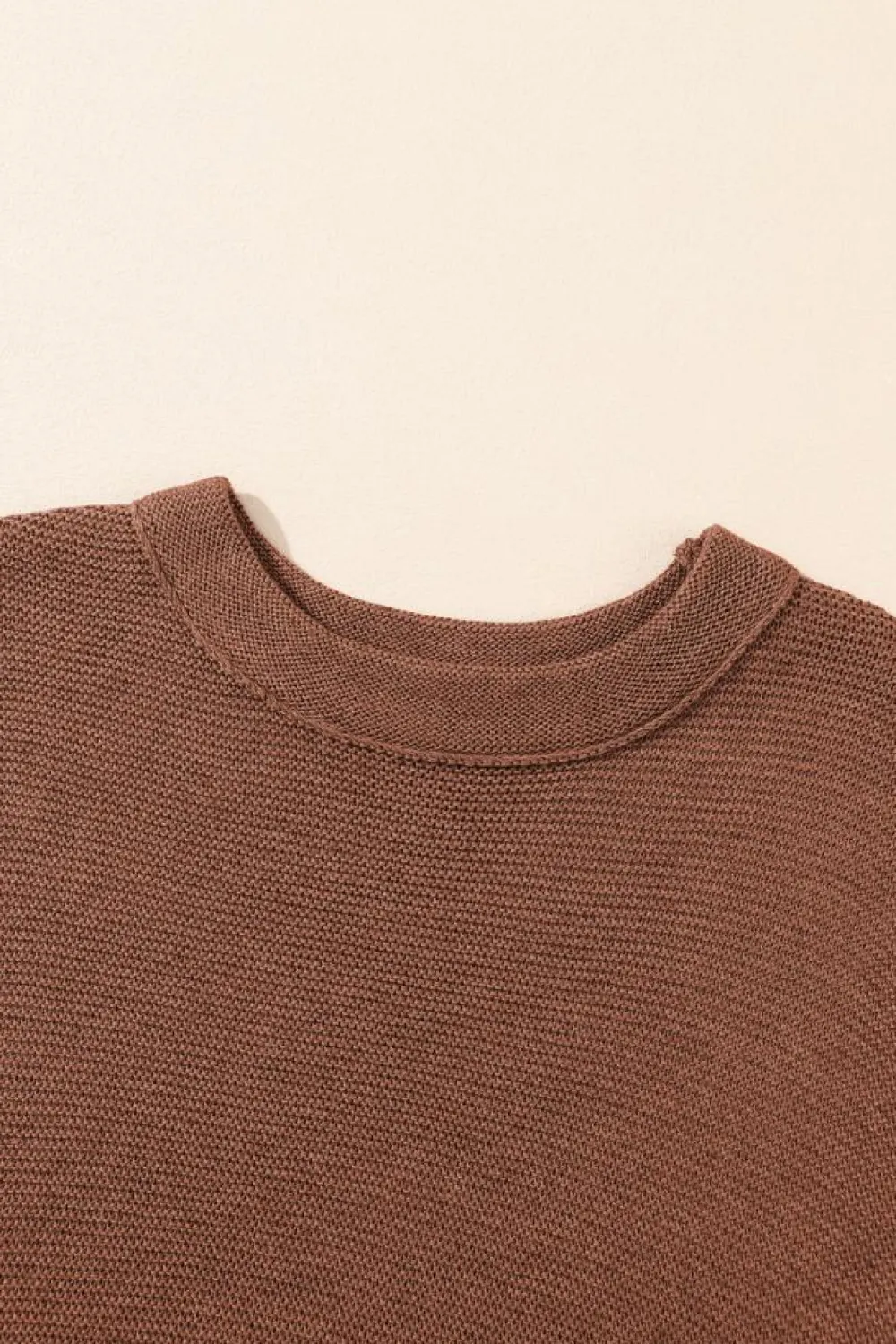 New Dear-Lover High Neck Short Bat Sleeve Sweater Coffee