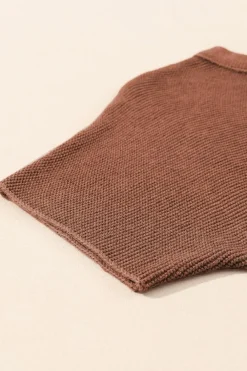 New Dear-Lover High Neck Short Bat Sleeve Sweater Coffee