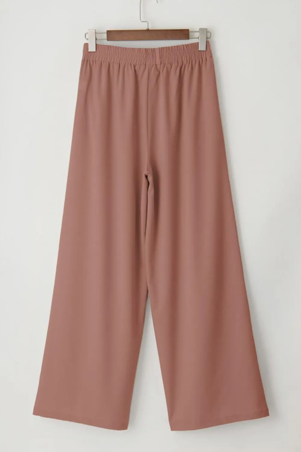 Sale Dear-Lover High Waisted Tie Front Side Pocket Wide Leg Flowy Casual Pants Coffee