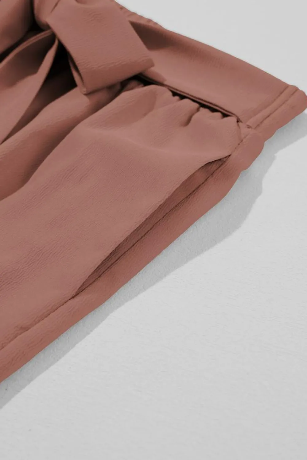 Sale Dear-Lover High Waisted Tie Front Side Pocket Wide Leg Flowy Casual Pants Coffee