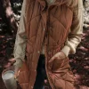 Clearance Dear-Lover Longline Quilted Stand Collar Puffer Vest Coffee