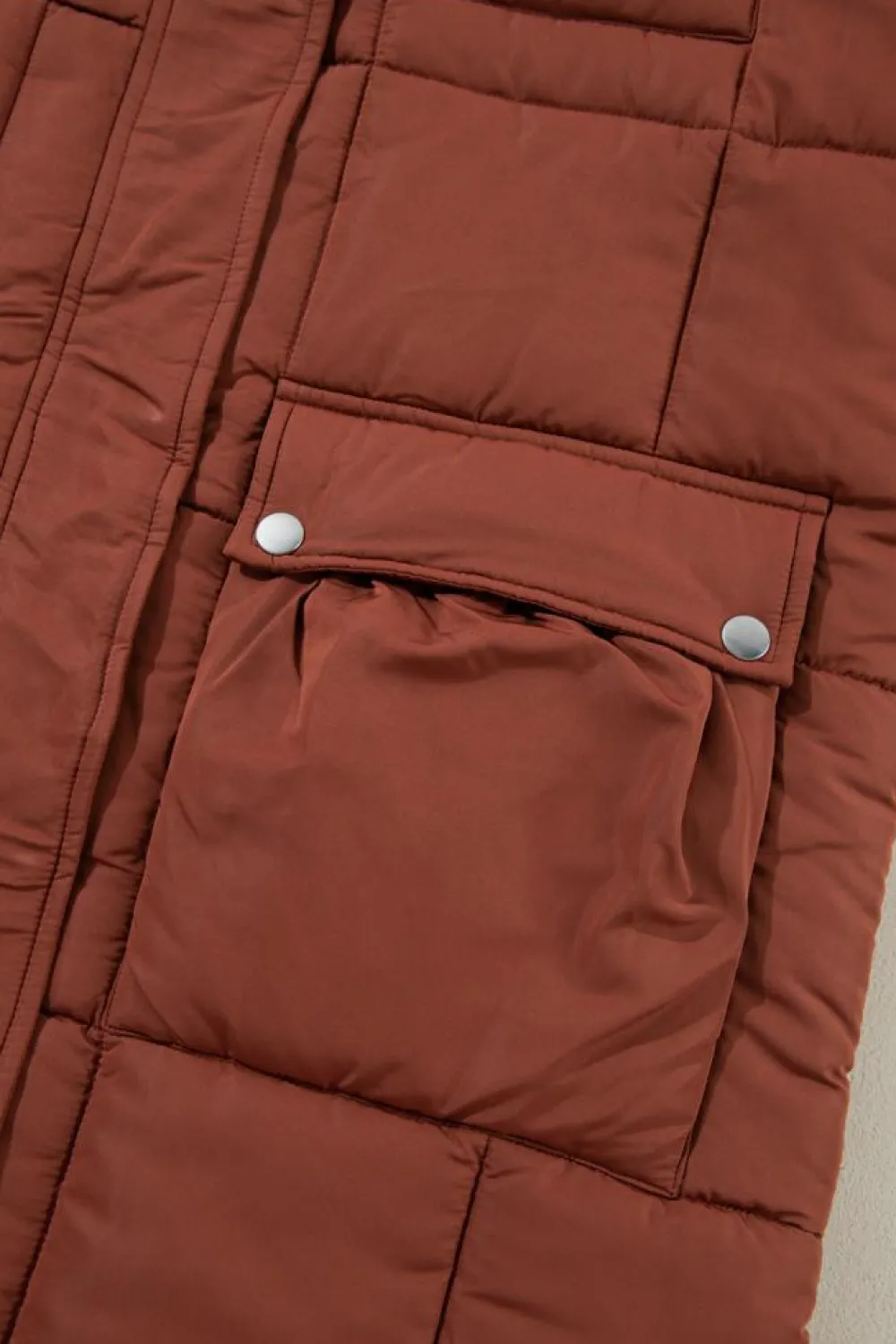 Discount Dear-Lover Quilted Puffer Stand Neck Zipped Mid-length Coat Coffee