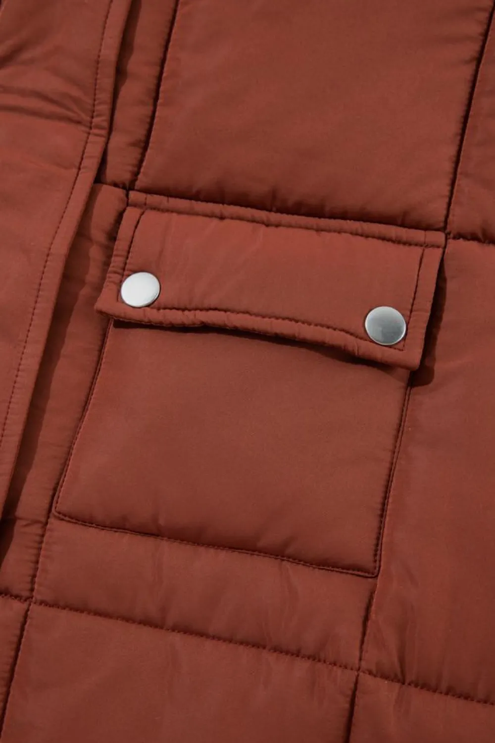 Discount Dear-Lover Quilted Puffer Stand Neck Zipped Mid-length Coat Coffee
