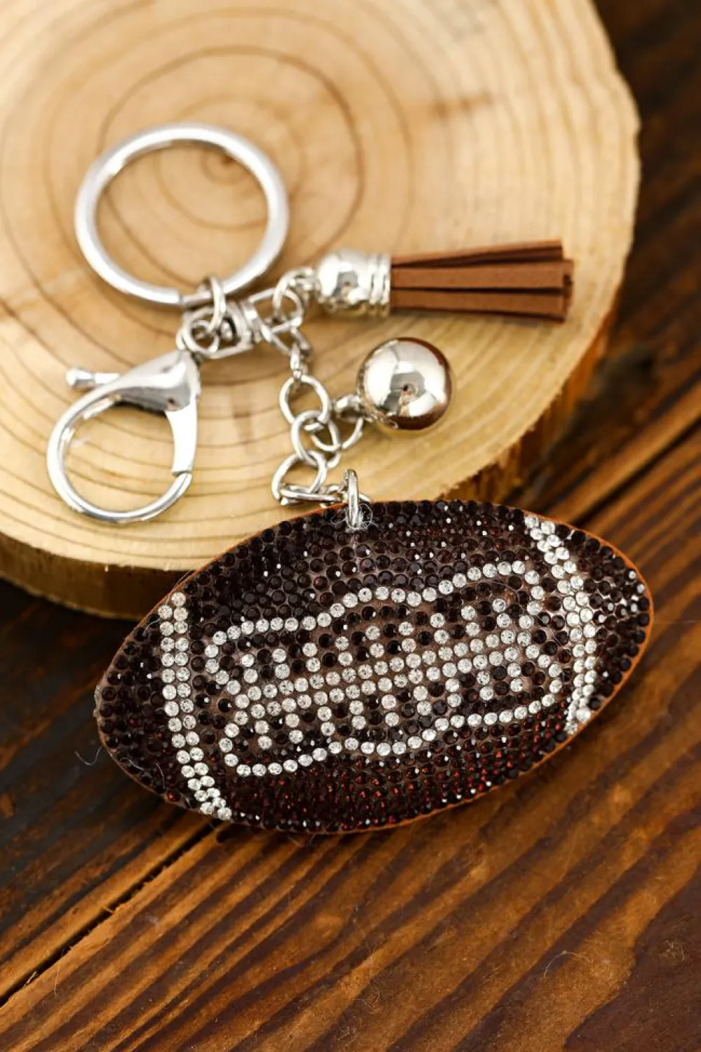 Outlet Dear-Lover Rhinestoned Rugby Football Pendant Tassel Key Chain Coffee