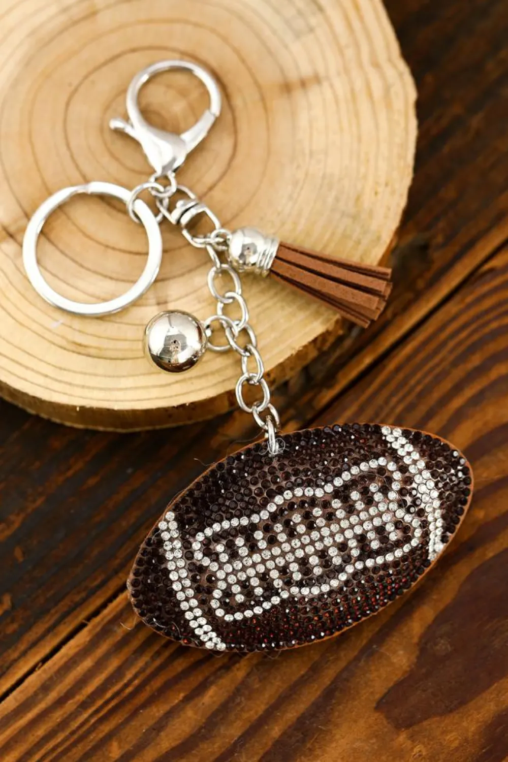 Outlet Dear-Lover Rhinestoned Rugby Football Pendant Tassel Key Chain Coffee
