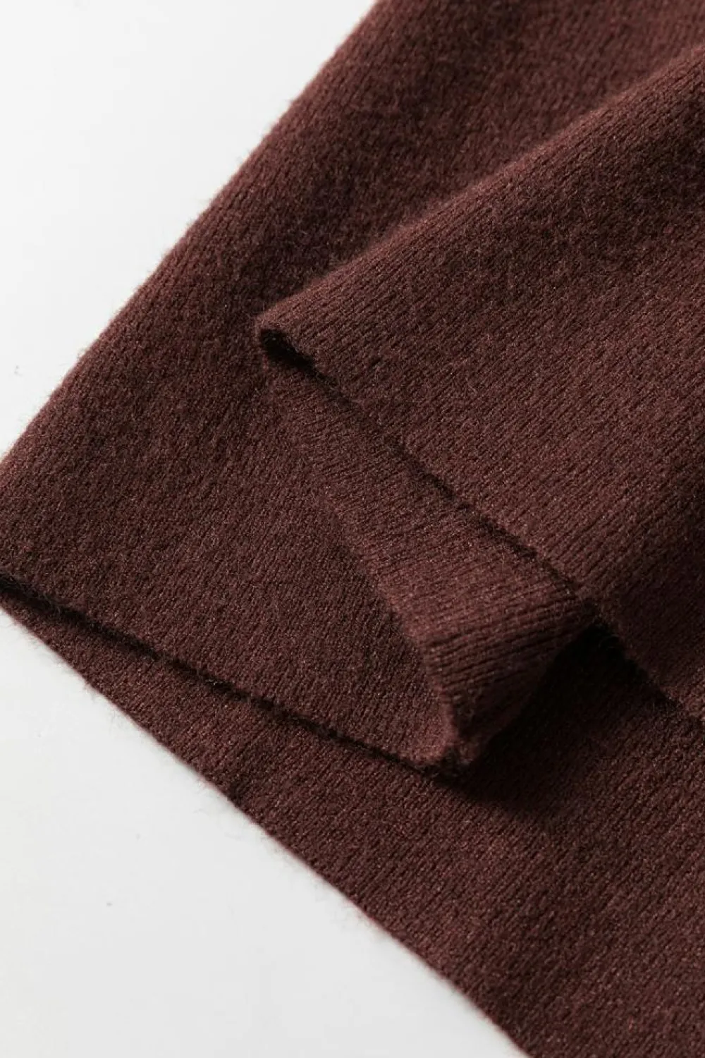 Online Dear-Lover Slim Fit Mock Neck Side Slit Sweater Dress Coffee