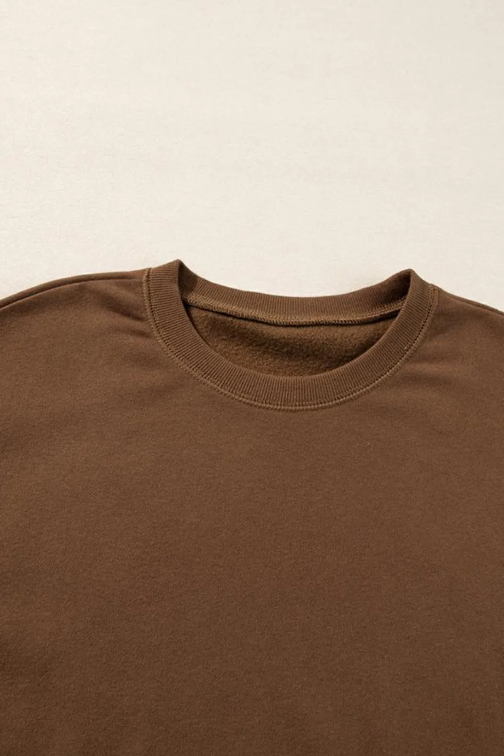 New Dear-Lover Solid Color High Low Pullover and Skinny Pants Set Coffee