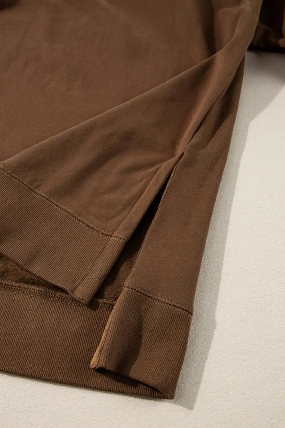 New Dear-Lover Solid Color High Low Pullover and Skinny Pants Set Coffee