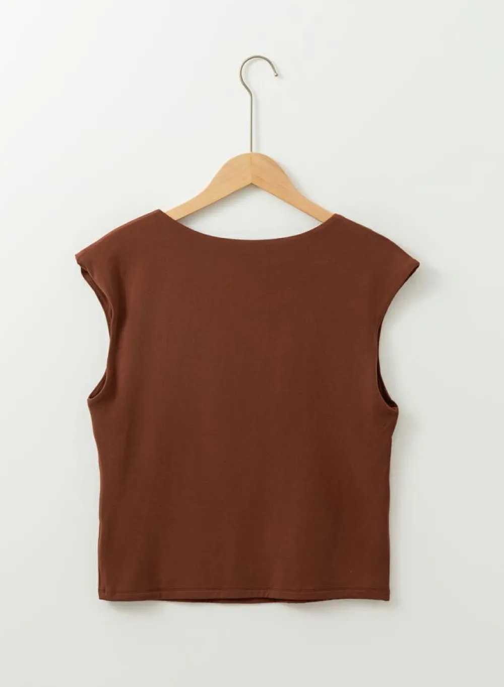 Outlet Dear-Lover Solid Color U Neck Slim Fit Tank Top Coffee