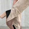 Online Dear-Lover Suede Calf Length Chunky Heel Boots Coffee