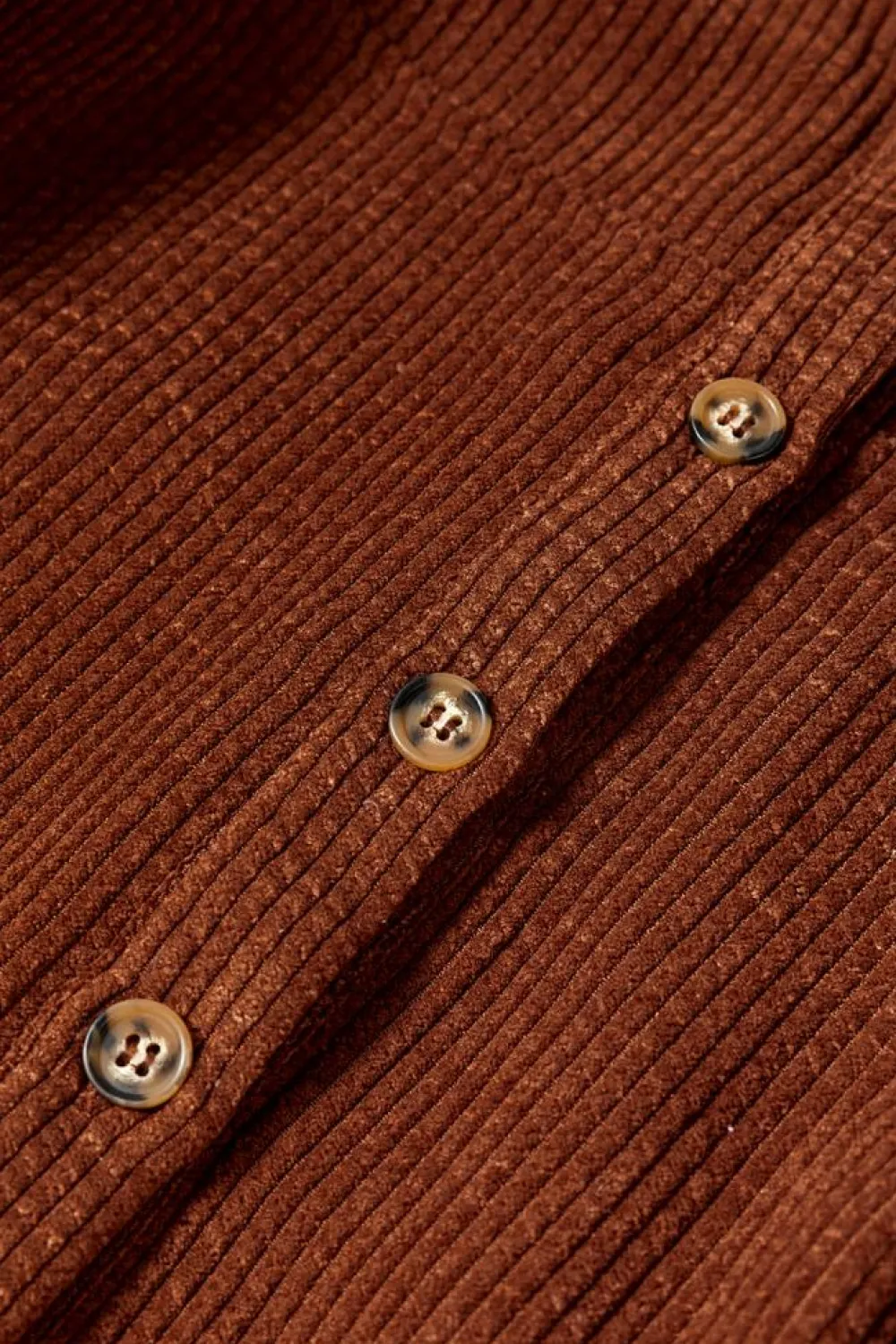 Discount Dear-Lover Textured Corduroy Puff Sleeve Shacket Coffee